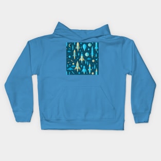 rocket and planets pattern Kids Hoodie